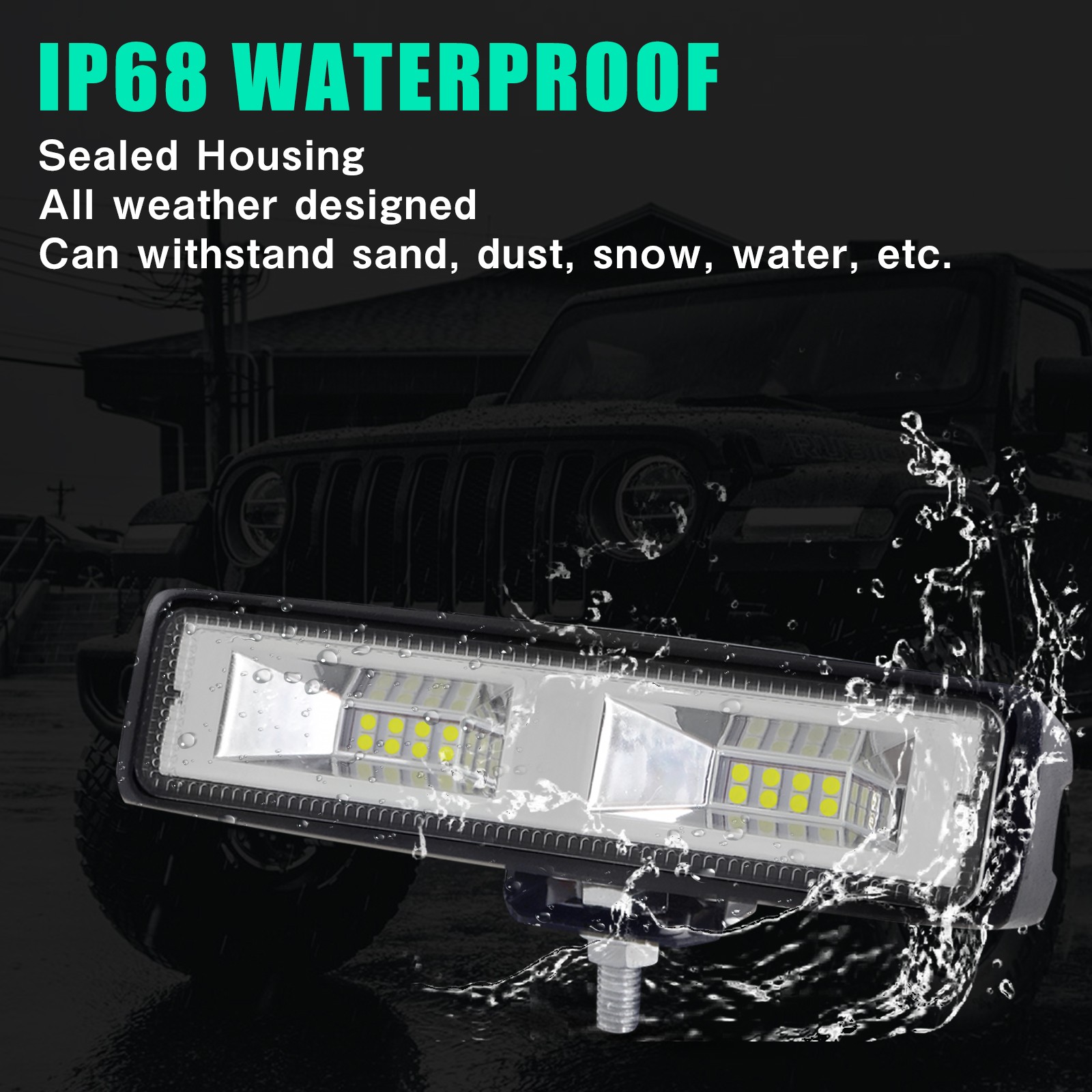 2x 6inch 48W LED Work Light Bar Flood Fog Lamp Offroad Driving Truck SUV ATV 4WD
