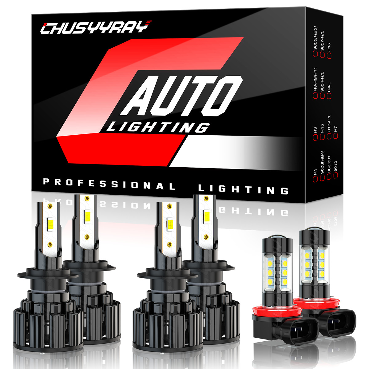 Super Bright White H7 H7 H11 CSP LED Headlight High Low Beam Fog Light Bulbs Kit