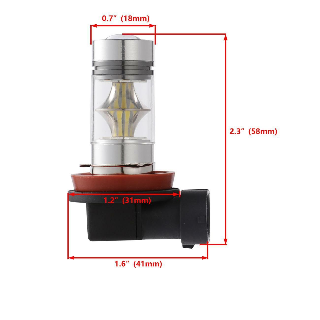 IRONWALLS H11 H8 H9 6000K White 100W High Power LED Fog Light Driving Bulb DRL
