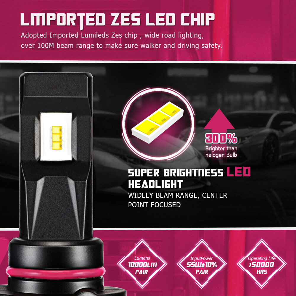 2x 9005 HB3 Car LED Headlight Bulbs High Low Beam Lamp Bright 6500K Cold White