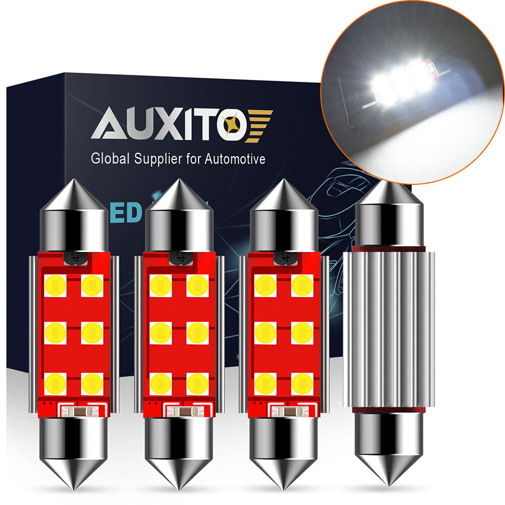 4x Super Bright 578 6411 211-2 42MM LED Dome Light Bulb 6000K Clear White CANBUS
