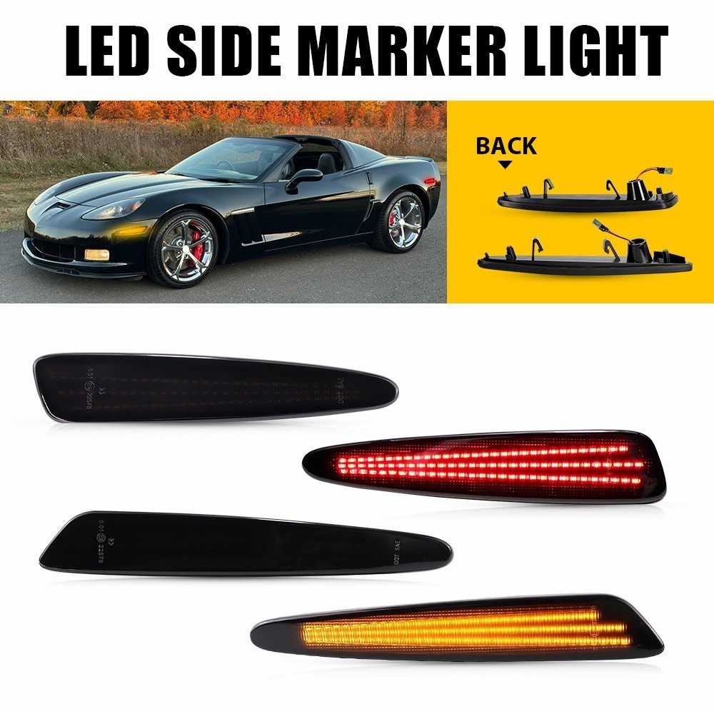 3-Row LED Side Marker Front+Rear Lights For 05-13 Corvette C6 Chevrolet 10316651