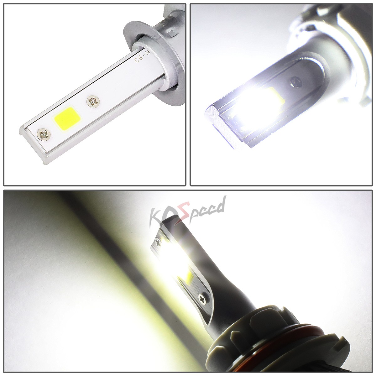 2x White LED H1 6000K 50000 Hours Life/ Replacement Headlight Bulbs +Cool Fan