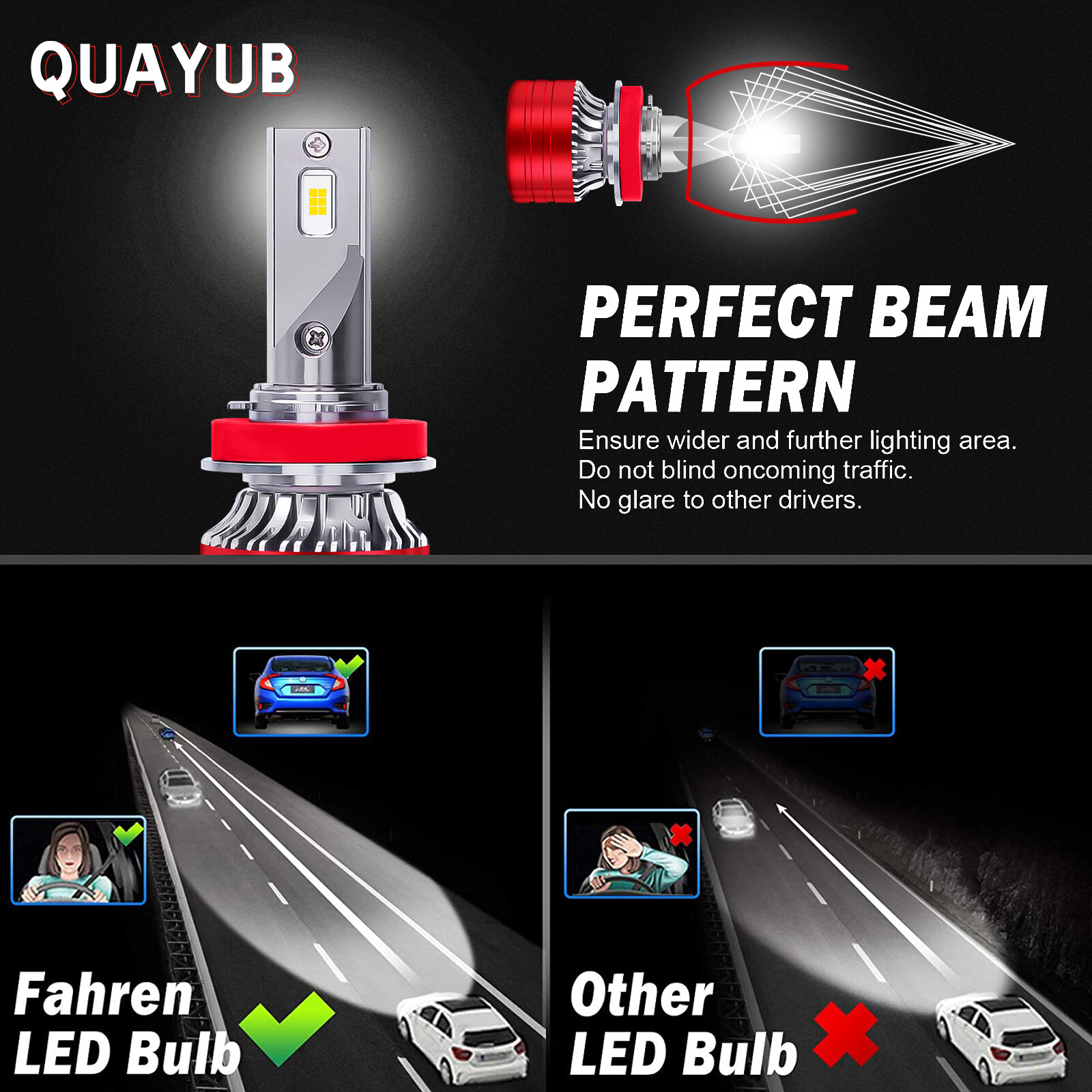 H11 LED Headlight Bulbs DC9-30V 70W 20000LM 6500K Cool White 500% Brighten H8 H9