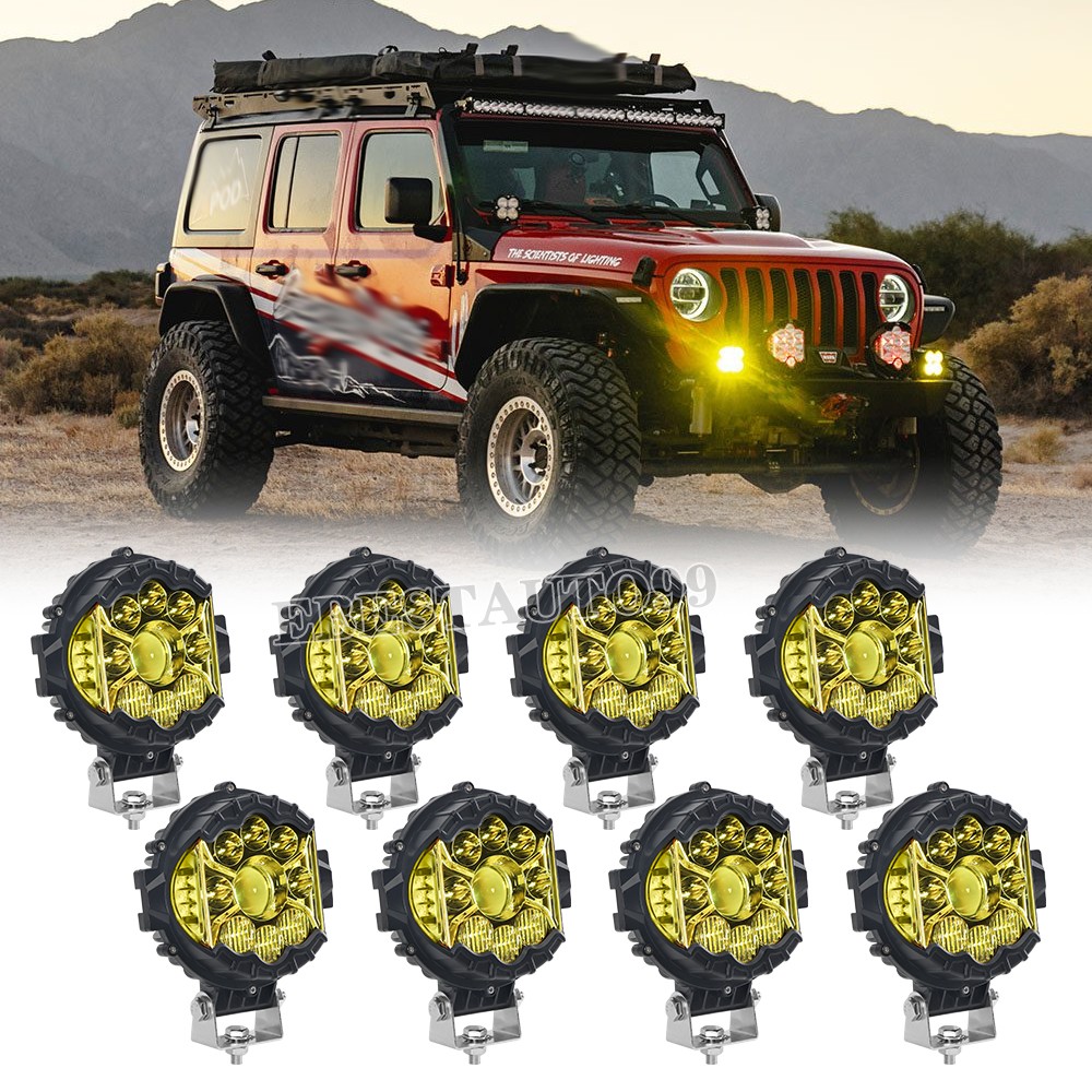 7″ LED Combo Flood Spot Work Light Amber DRL Driving Fog Light ATV Offroad Pods