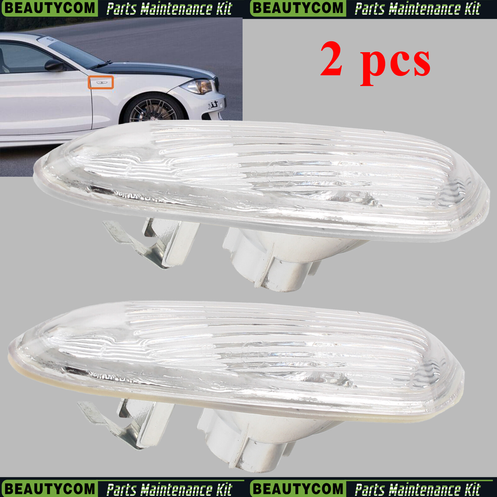 1 pair x Side Marker Light Cover For BMW Fender Sequential Turn Signal Lamp