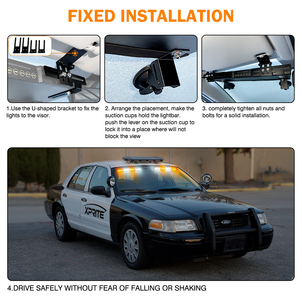 Xprite 20″ 32 LED Windshield Strobe Light Bar Emergency Warning Traffic Advisor