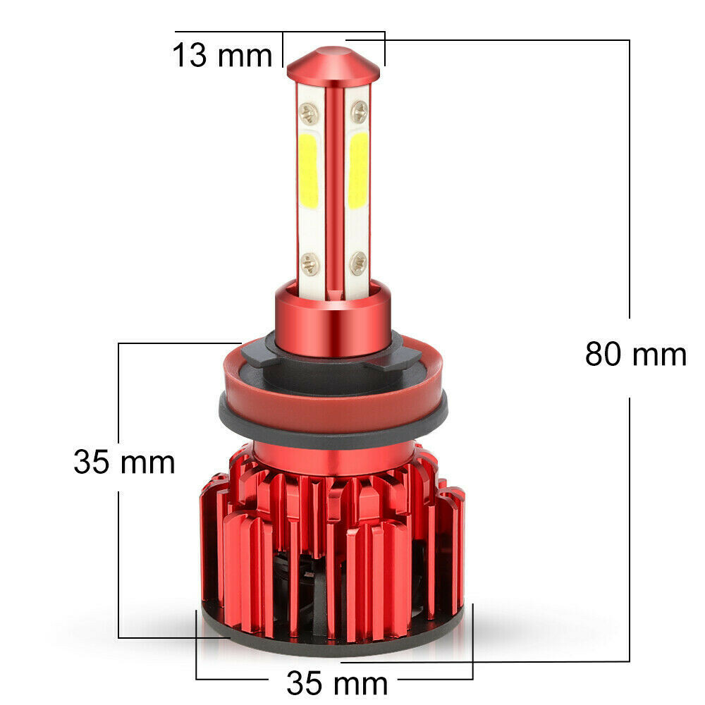 4-Sides H11 H9 LED Headlight Super Bright Bulbs Kit 330000LM HIGH/LOW Beam 6000K