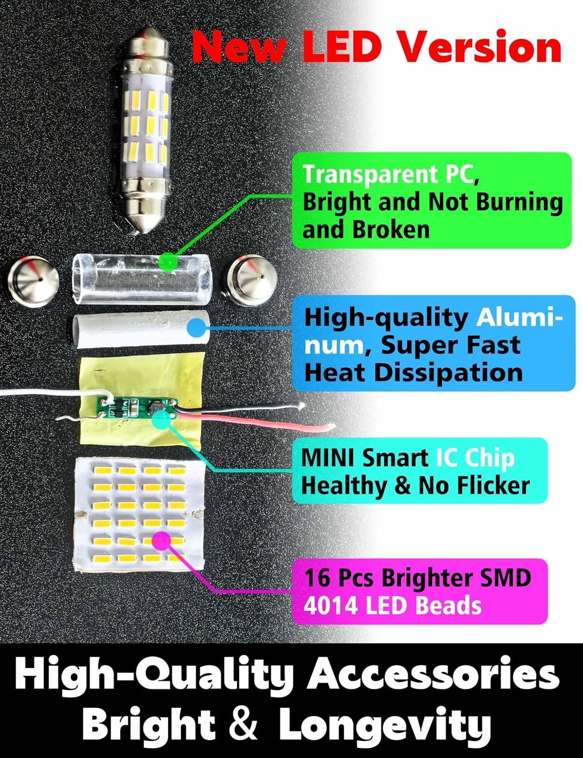 Versatile 31mm Marine LED Bulbs, 200LM Brightness for Bow & Stern Lights, 2 Pack