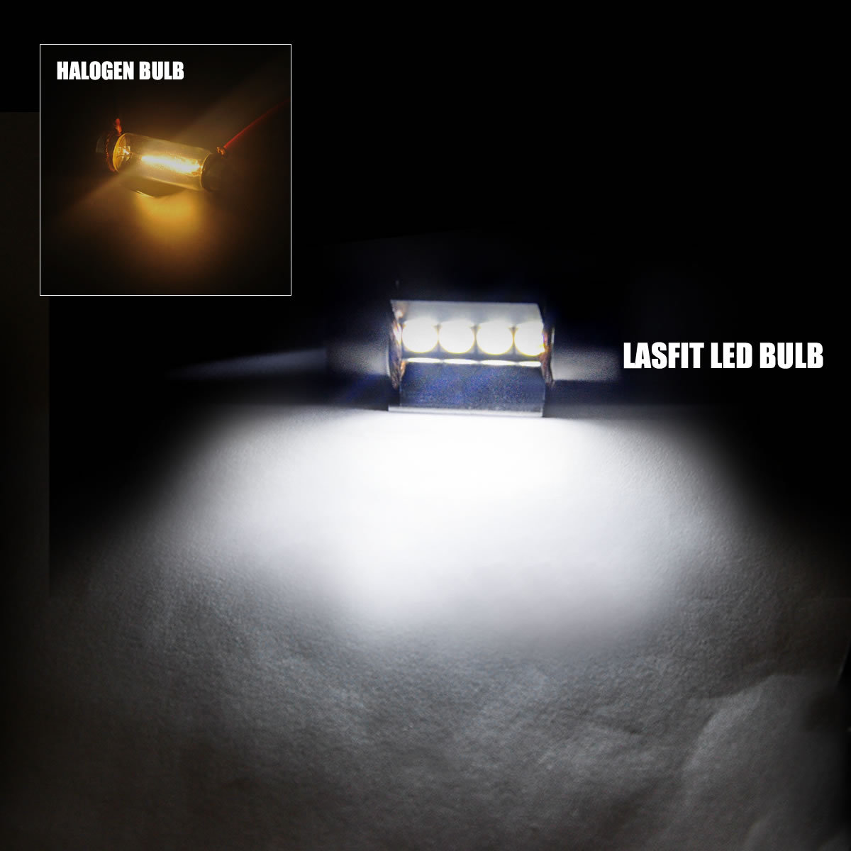 LASFIT 4x 6000K White 31MM DE3175 DE3022 LED Interior Map Dome Trunk Light Bulbs