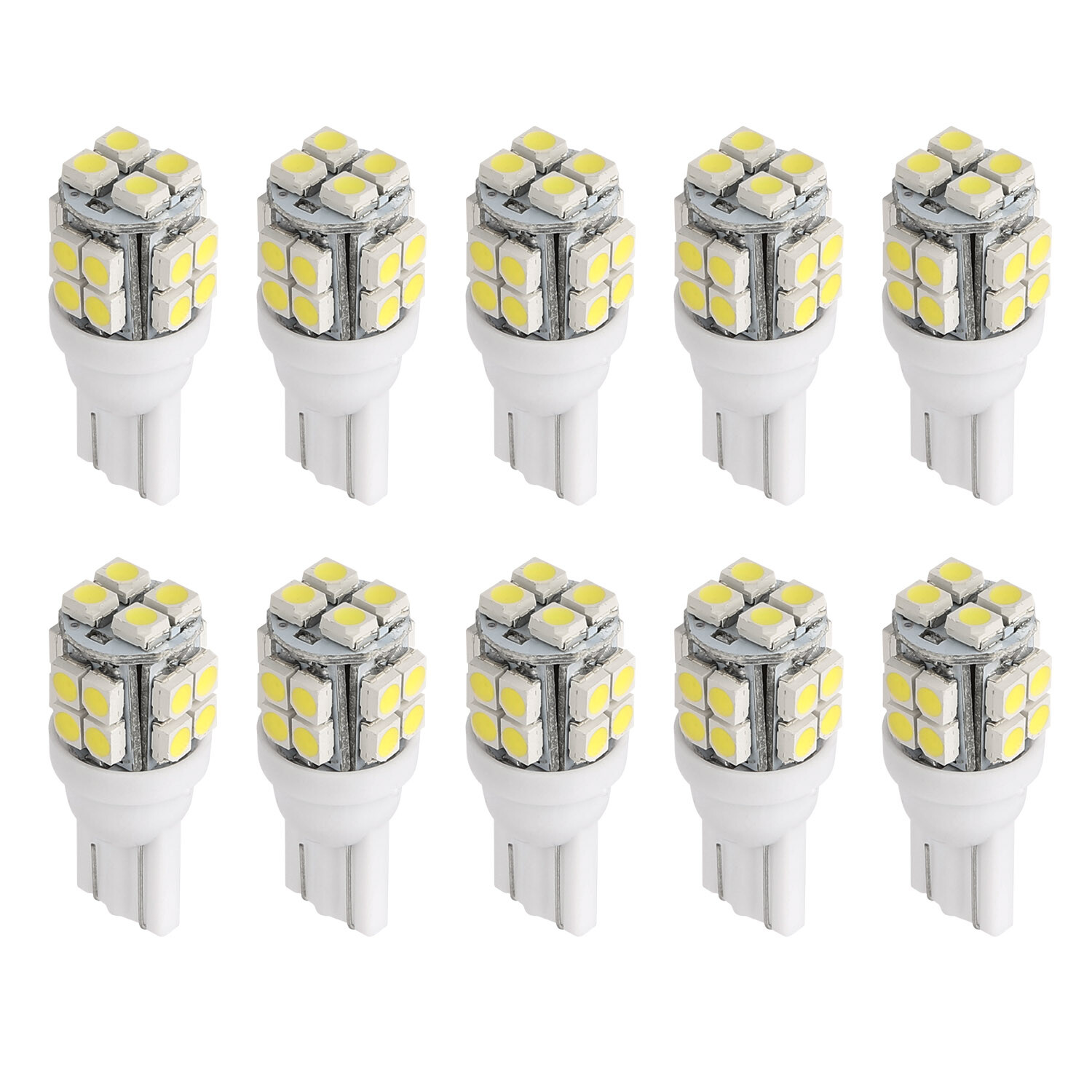 10Pcs T10 LED Light Bulb Wedge Base Interior Dome Map License LED Lights 6000K
