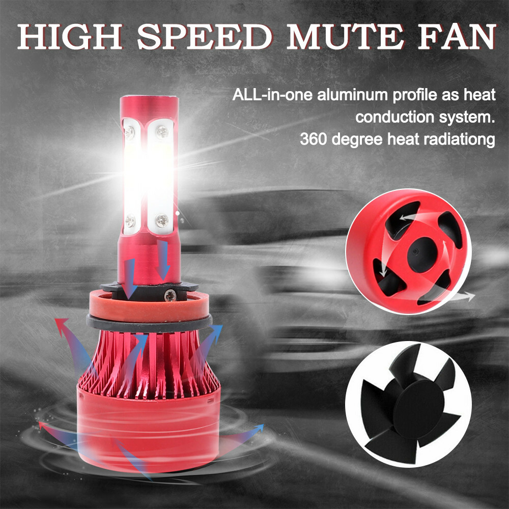 4-Side H11 H9 LED Headlight Super Bright Bulbs Kit 330000LM HIGH/LOW Beam 6000K