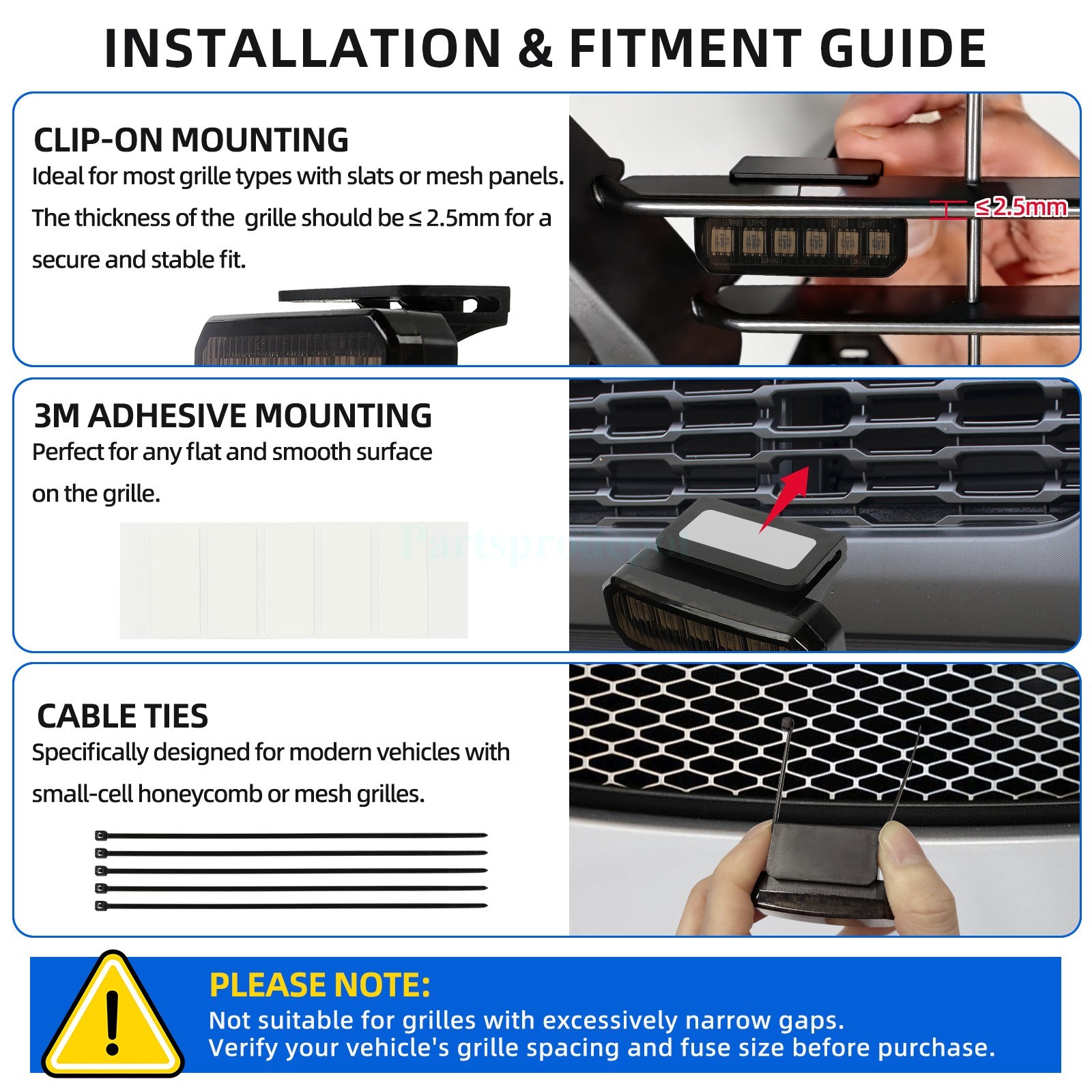 Blue LED Smoked Raptor Style Front Grille Marker Light For Ford Ranger