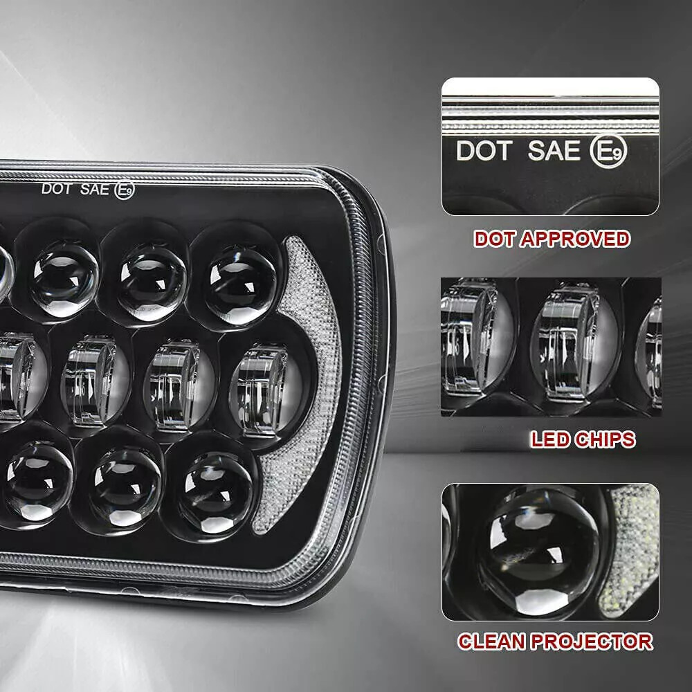 DOT For 1981-1993 Dodge D150 D250 D350 Pickup 7×6″ LED Headlights Hi/Lo Beam DRL