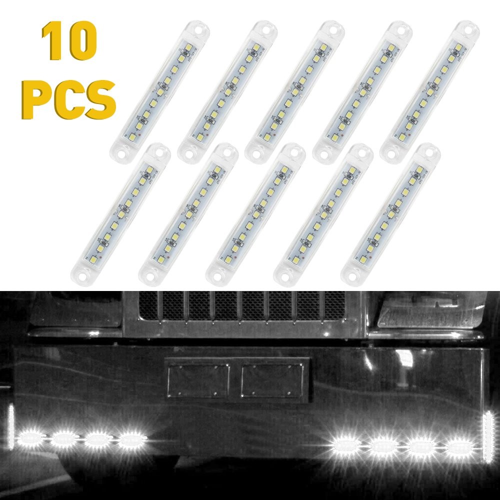 10x White LED Sealed Side Marker Clearance Light 12V Car Truck Trailer Lorry EAH
