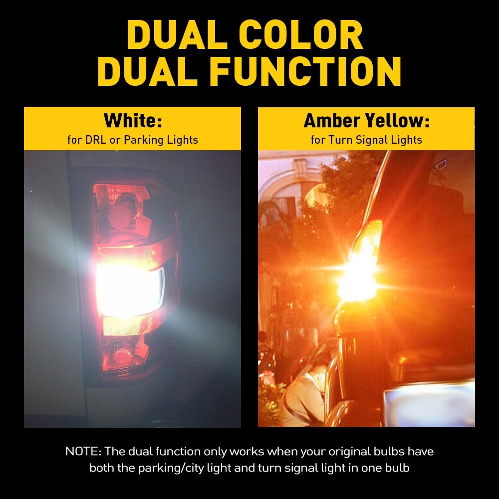 3157 LED DRL White / Amber Switchback Turn Signal Parking Light Bulb 6000K 3000K