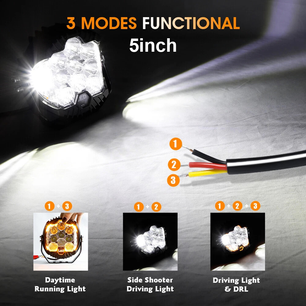 5″ inch Round 720W Led Work Light Pods Offroad Flood Lights Fog ATV UTV Tractor