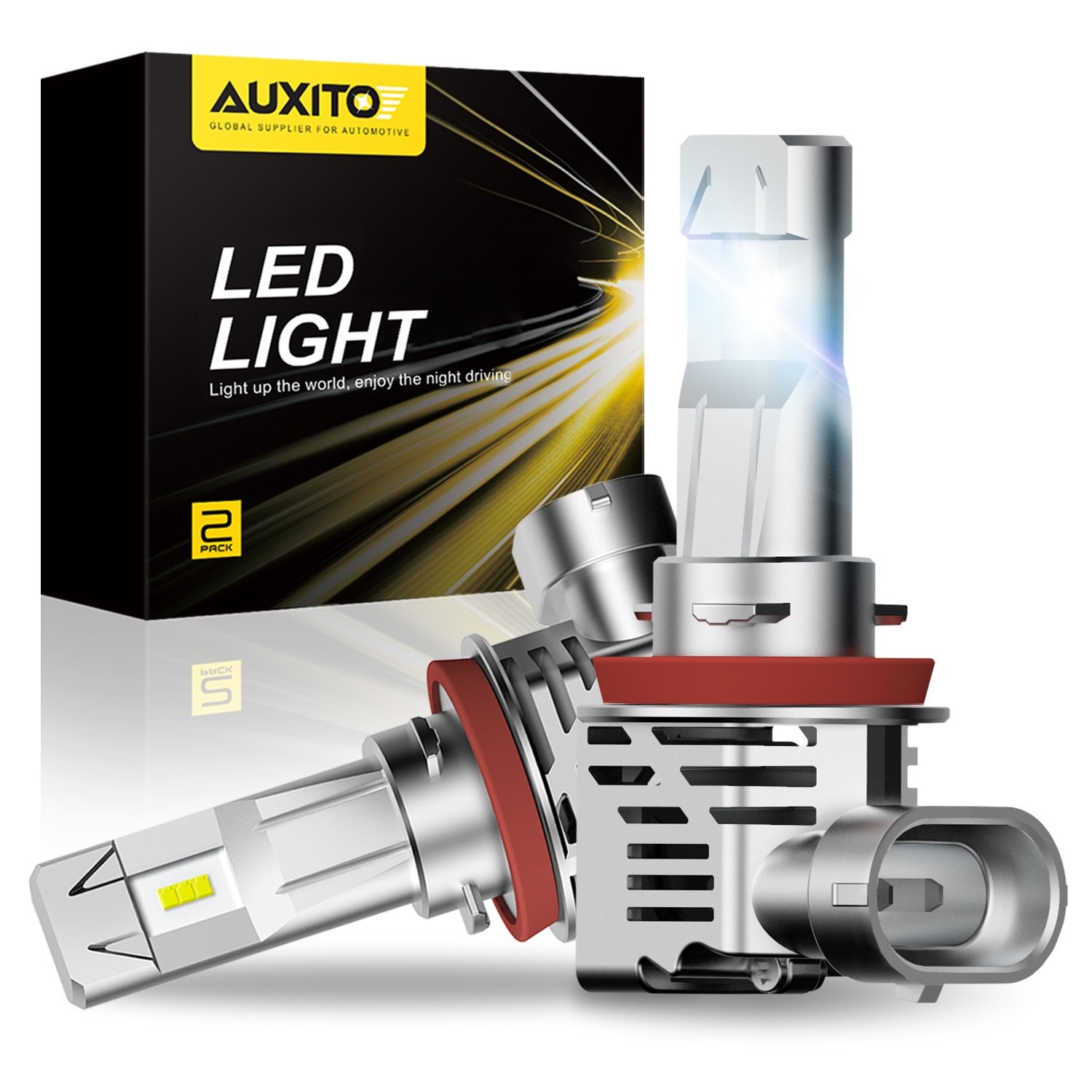 AUXITO LED Headlights Kit H11 H8 H9 20000LM 6500K High Low Beam ZES White Bulbs