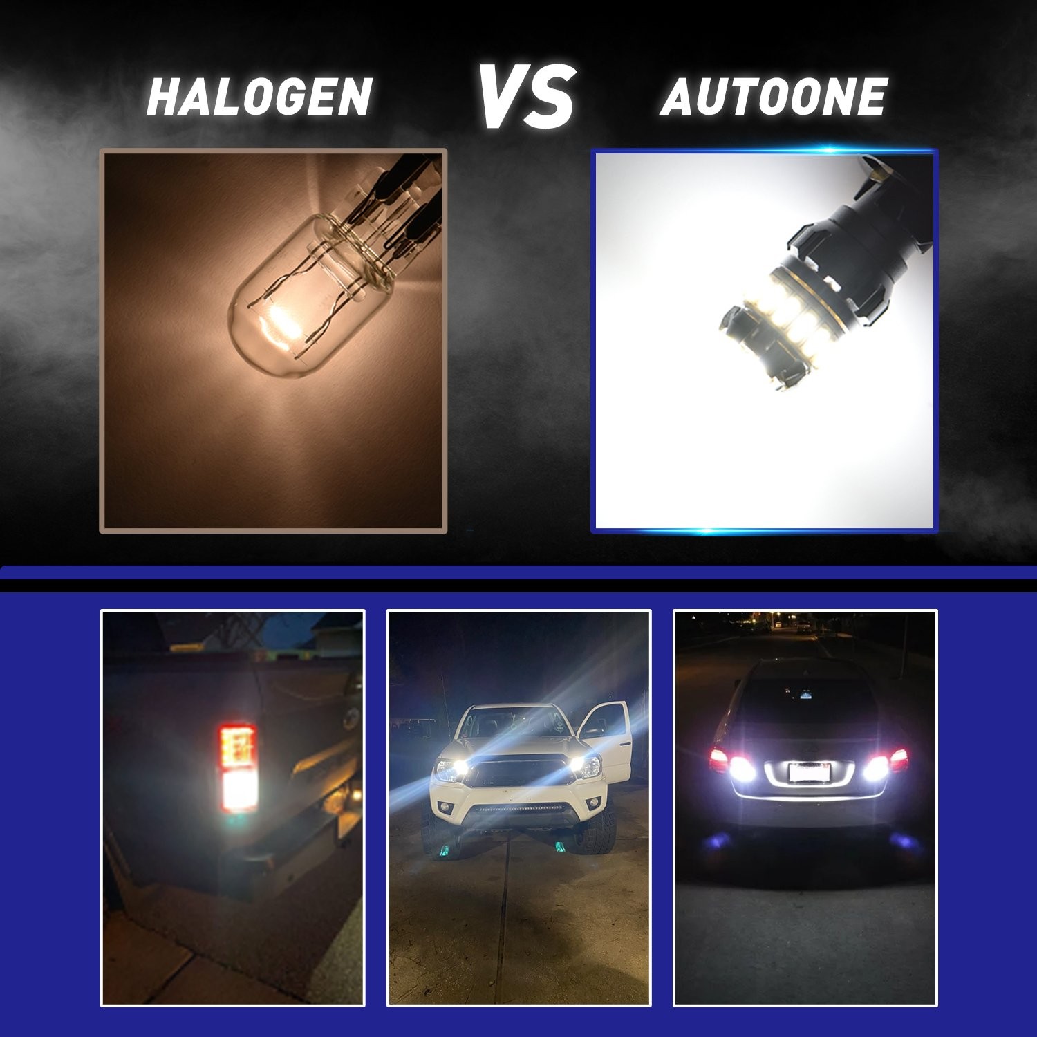 2X Pure White 1156 LED Reverse Brake Tail Light DRL Bulb Error Free Super Bright