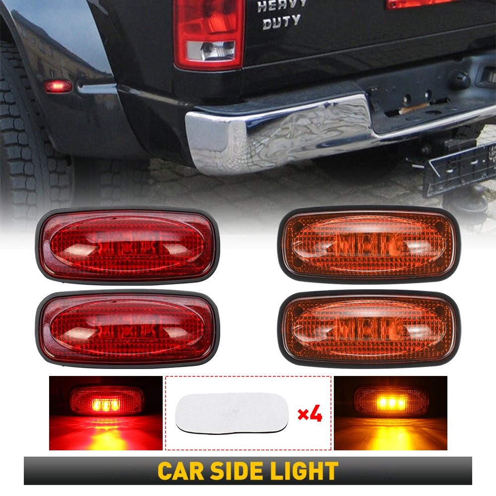 Fit 2010-2018 Ram 2500HD 3500HD Dually LED Rear Fender Side Marker Lights 4PC EC