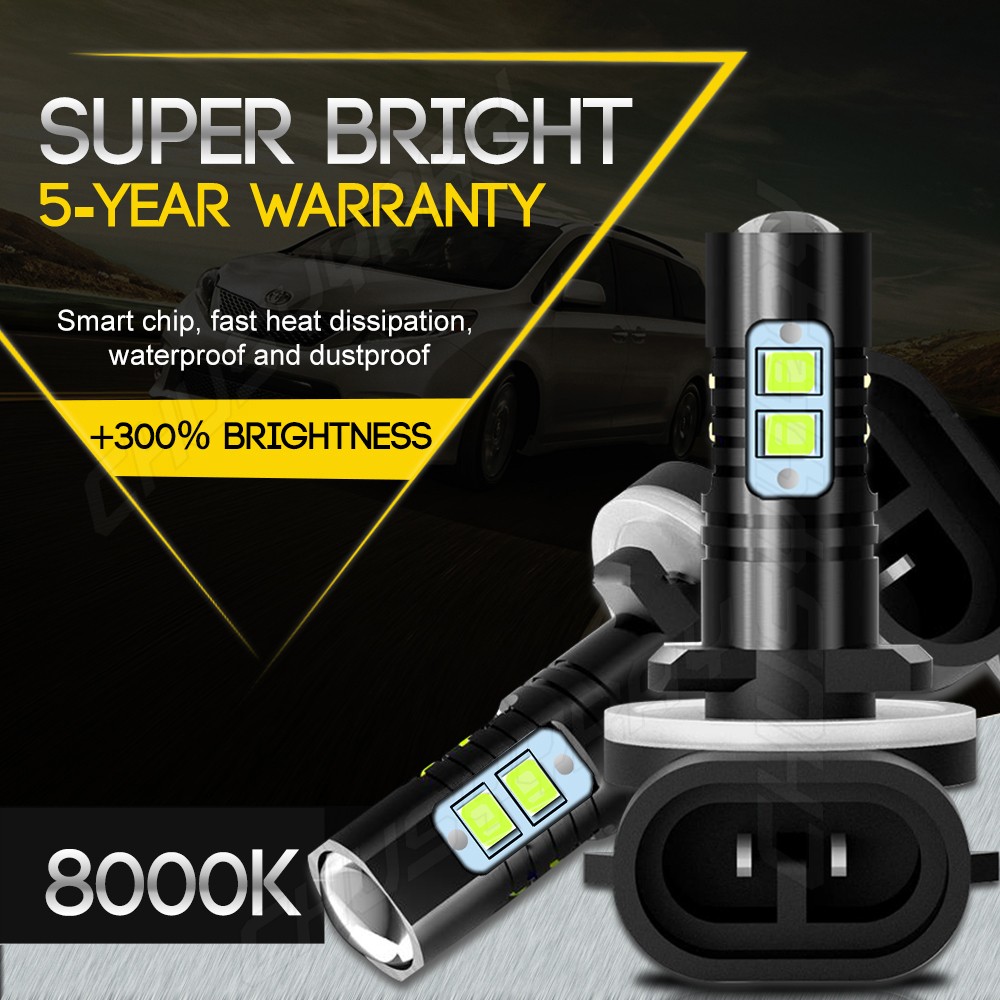 CHUSYYRAY H27W/2 881 Blue LED Fog Light Bulbs DRL Conversion Kit 8000K Ice Blue