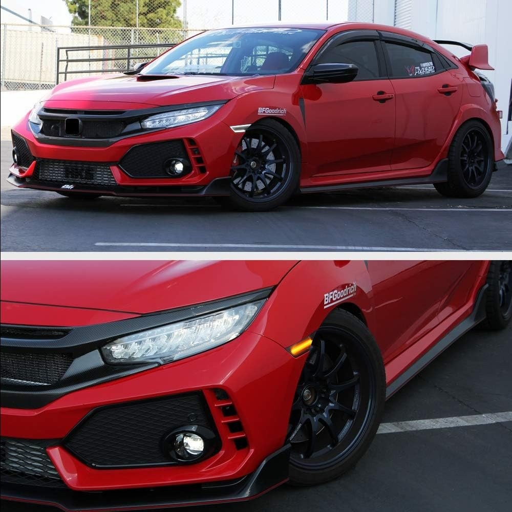 Front Left & Right LED Bumper Side Marker Lights Fits For 2016-2021 Honda Civic