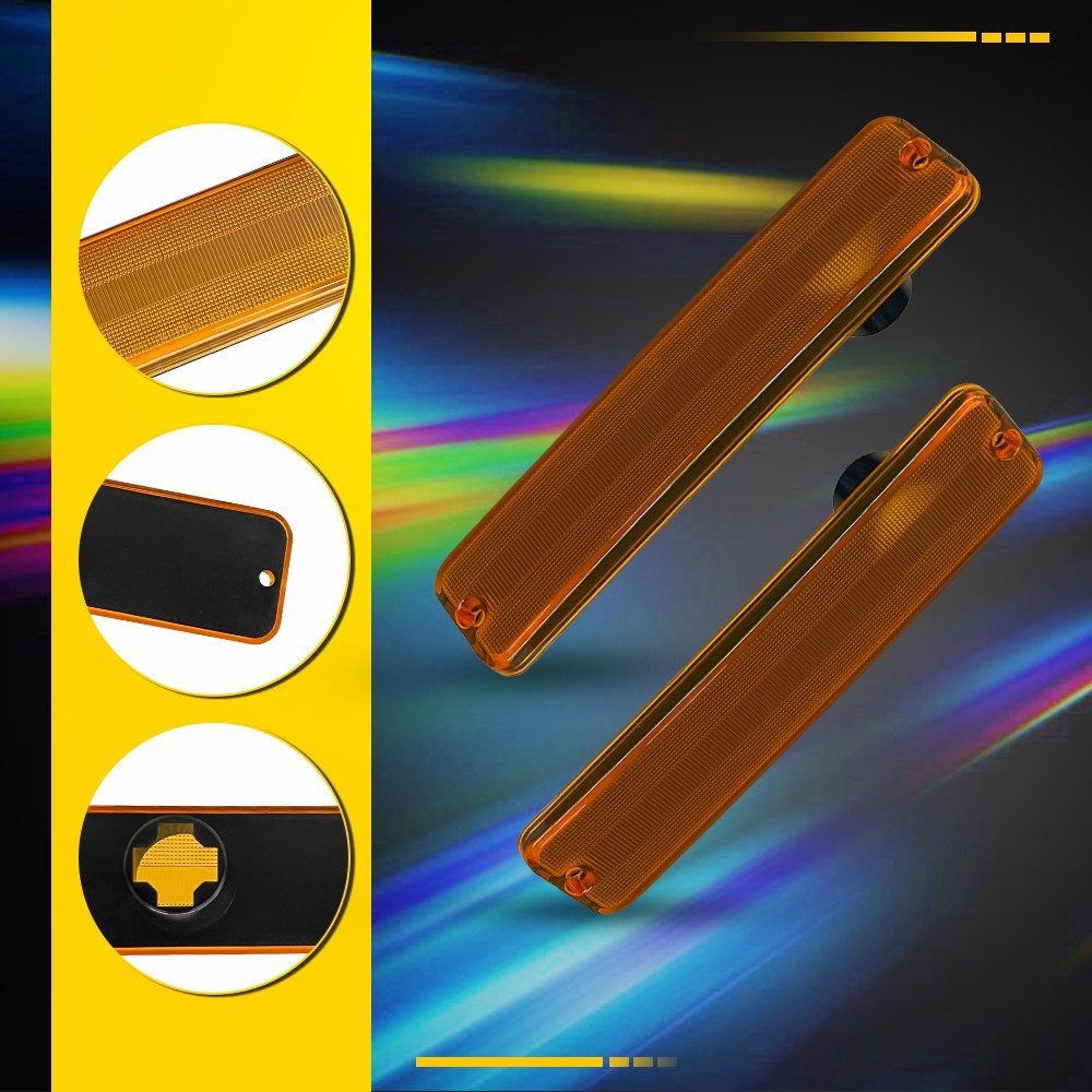 4PC Front Rear Side Marker Light Amber Red Lens For Jeep Cherokee J10 Pickup CJ5