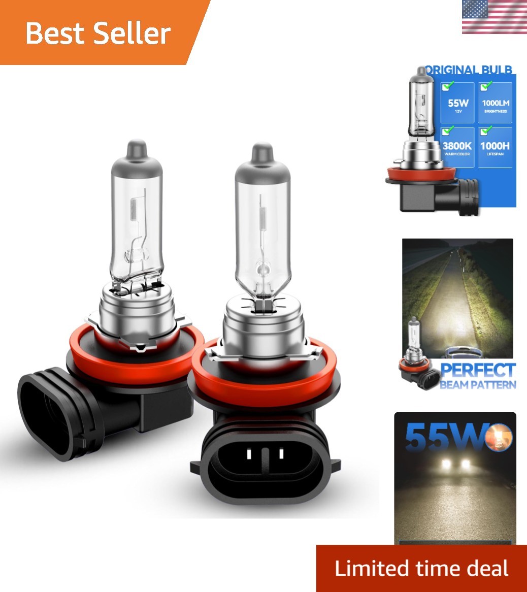 Long-Lasting H11 Headlight Bulbs 1000LM & 1000 Hours – Easy Install Amber Light