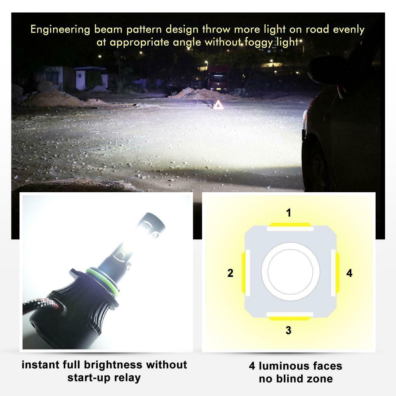 For Jeep Cherokee 2014-2015 LED Headlight & Fog Light Bulbs Combo Clear White