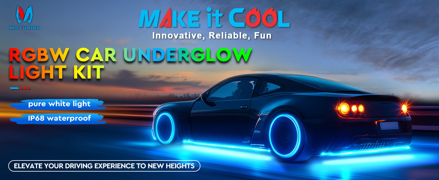 Waterproof N8 Aluminum RGBW LED Car Underglow Lights, Led Exterior Underbody Kit