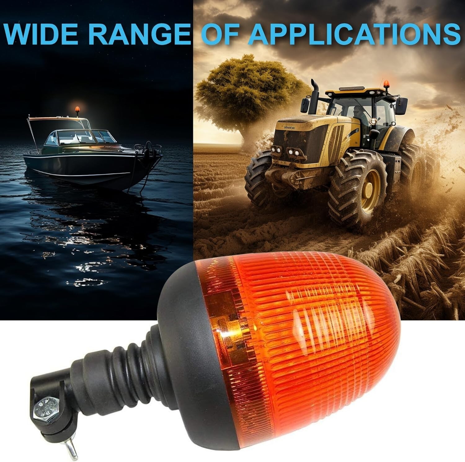 HQRP Amber Mini Beacon 60 LEDs SMD5050 Strobe Light 12V 360 Degrees Flash Lamp