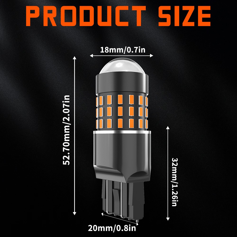 4X 7443 LED Turn Signal Light Bulbs Amber 7440 7441 W21W with Built In Resistor