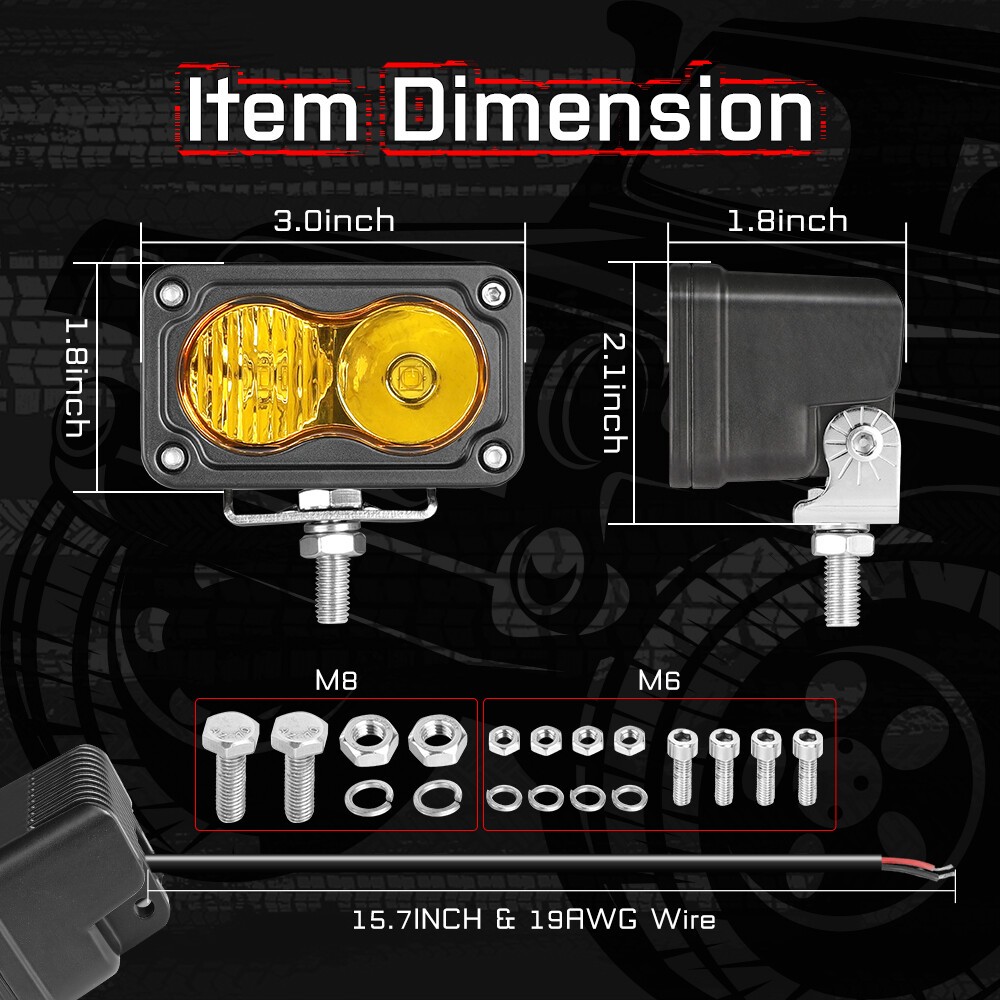 2Pcs 3inch LED Cube Pods Work Lights Front Bumper LED Fog Driving Lamp Boat ATVs