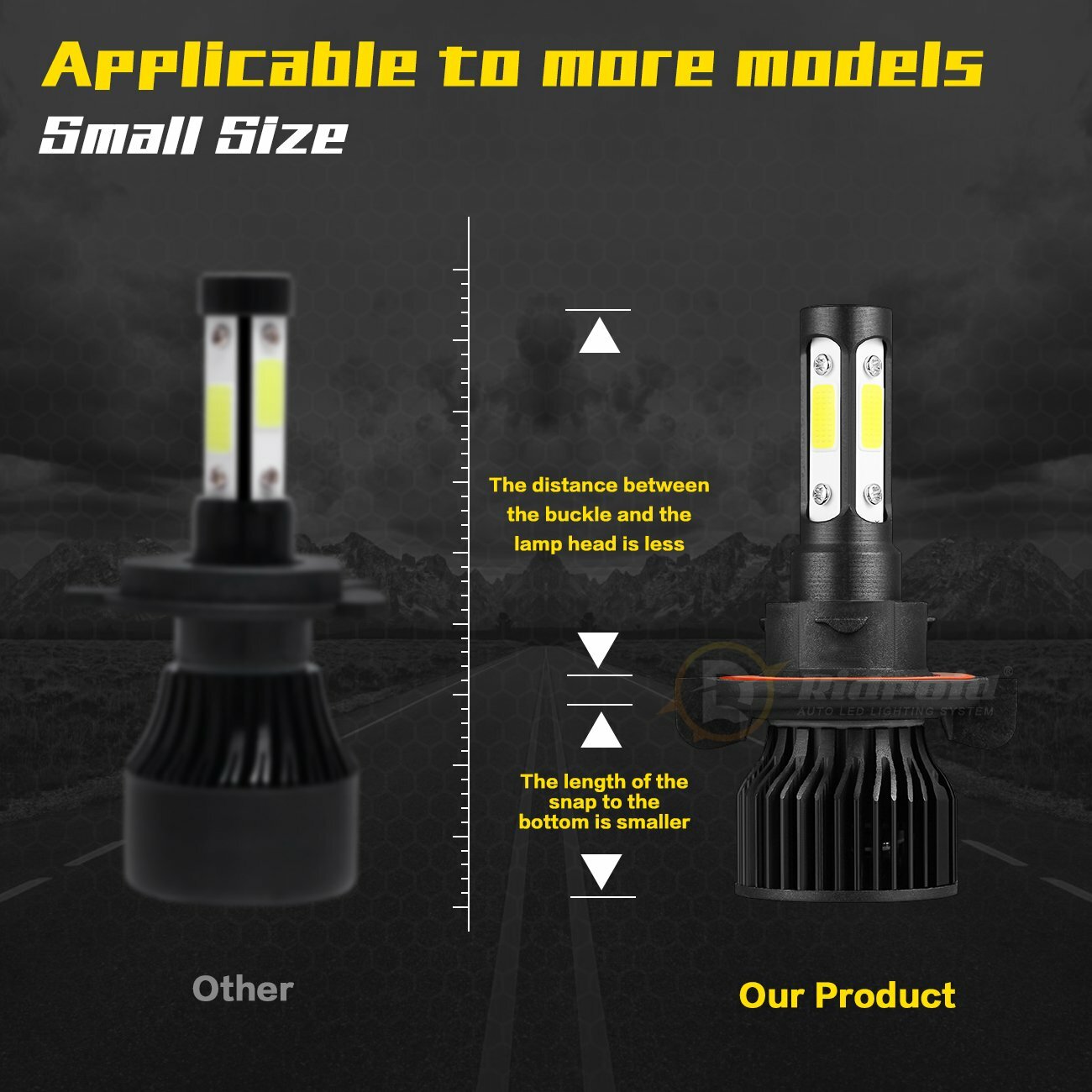 pair 4-sides H13 9008 LED Headlight Kit 2400W 6000K 360000LM Hi/low Beam Bulbs
