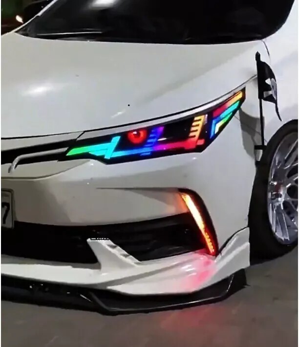 2Pcs 12V LED Red/Ice Blue/Green Devil Eyes Car Light WiFi Control Headlight Lens