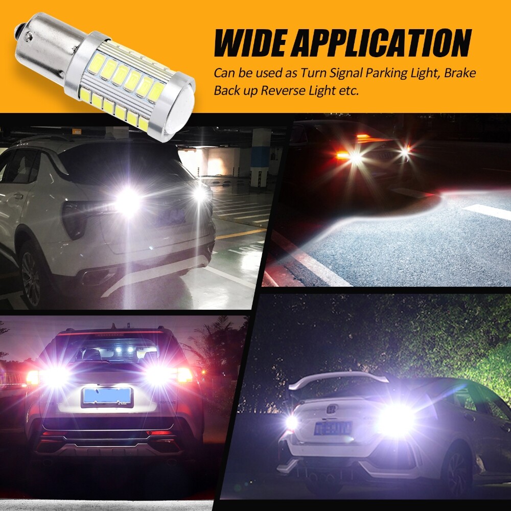 AUXBEAM LED Turn Signal Light 1156 7506 BA15S 6000K Pure White Bright DRL Bulbs