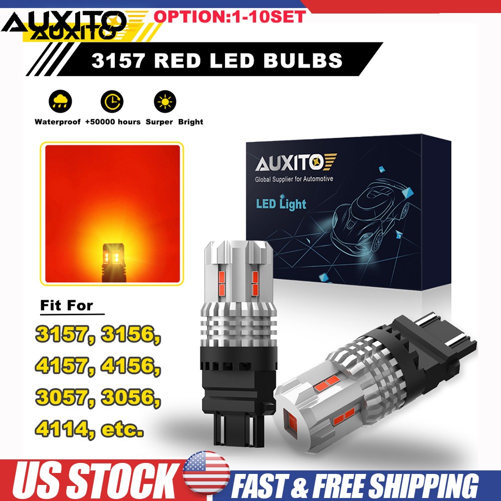 AUXITO Red 3157 3156 T20 3057A LED Bulb Tail Stop Brake Turn Signal Light 2-20x