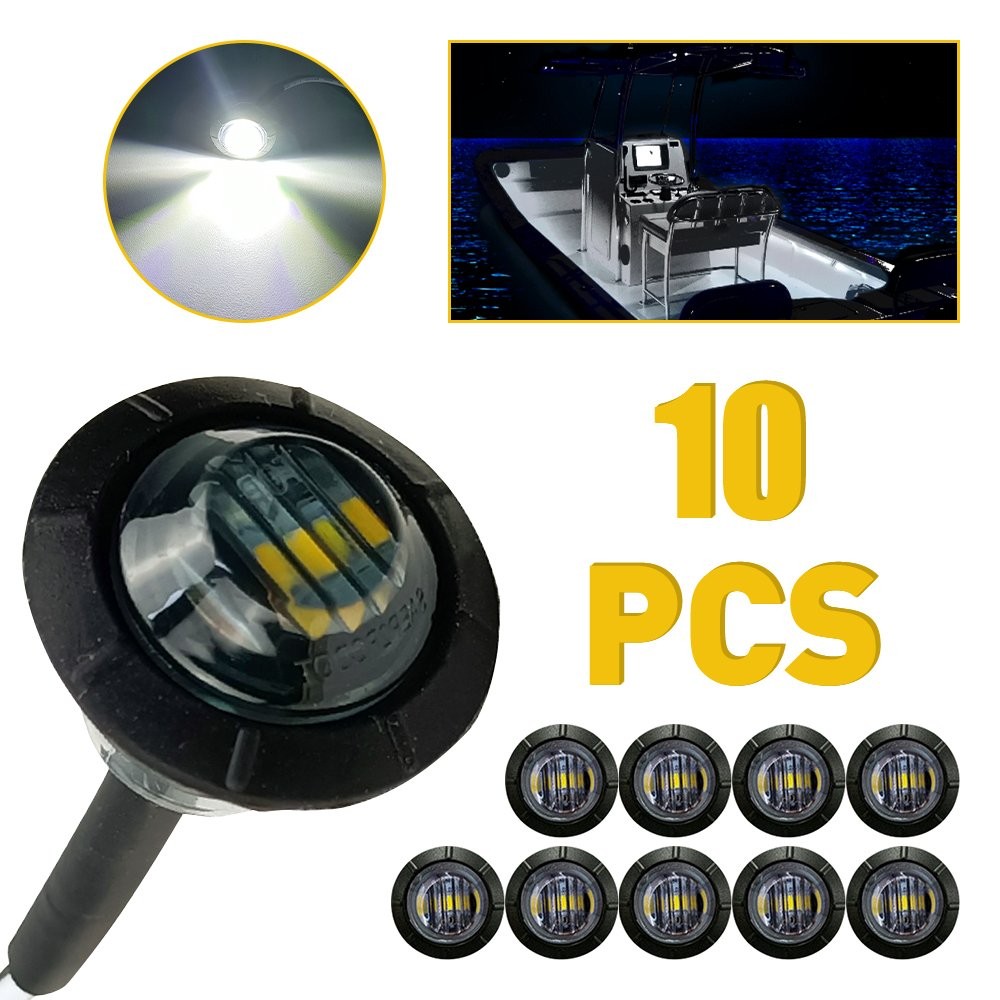 10pc LED Side Marker White Lights Clearance Light Truck Trailer Smoke Waterproof