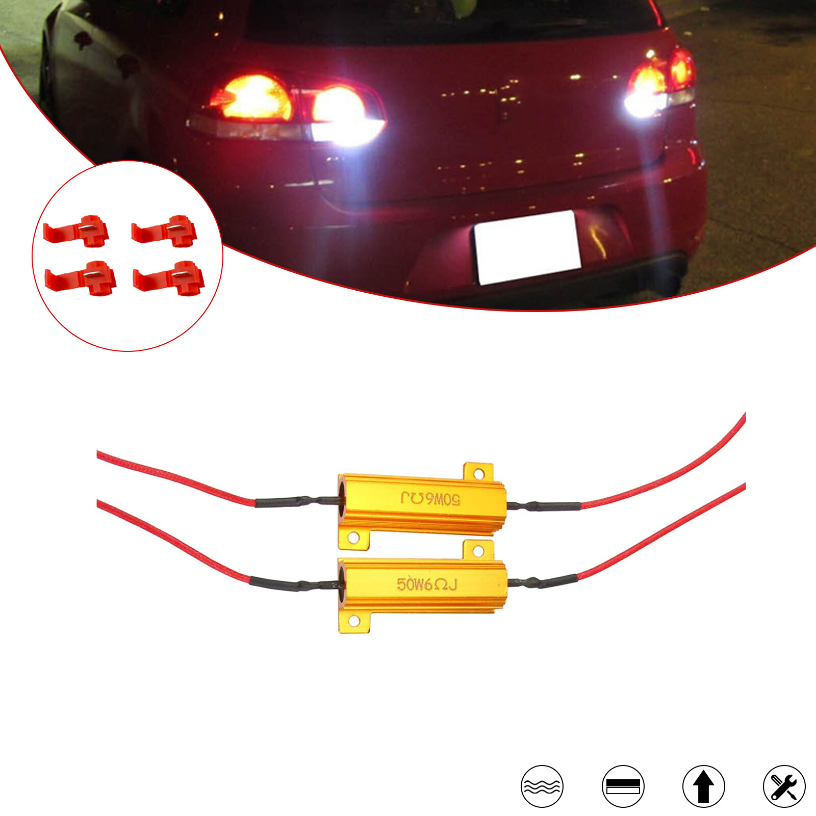 2Pcs 6ohm 50W LED Load Resistors Turn Signal Blinkers/Fog Lights Fix Hyper Flash