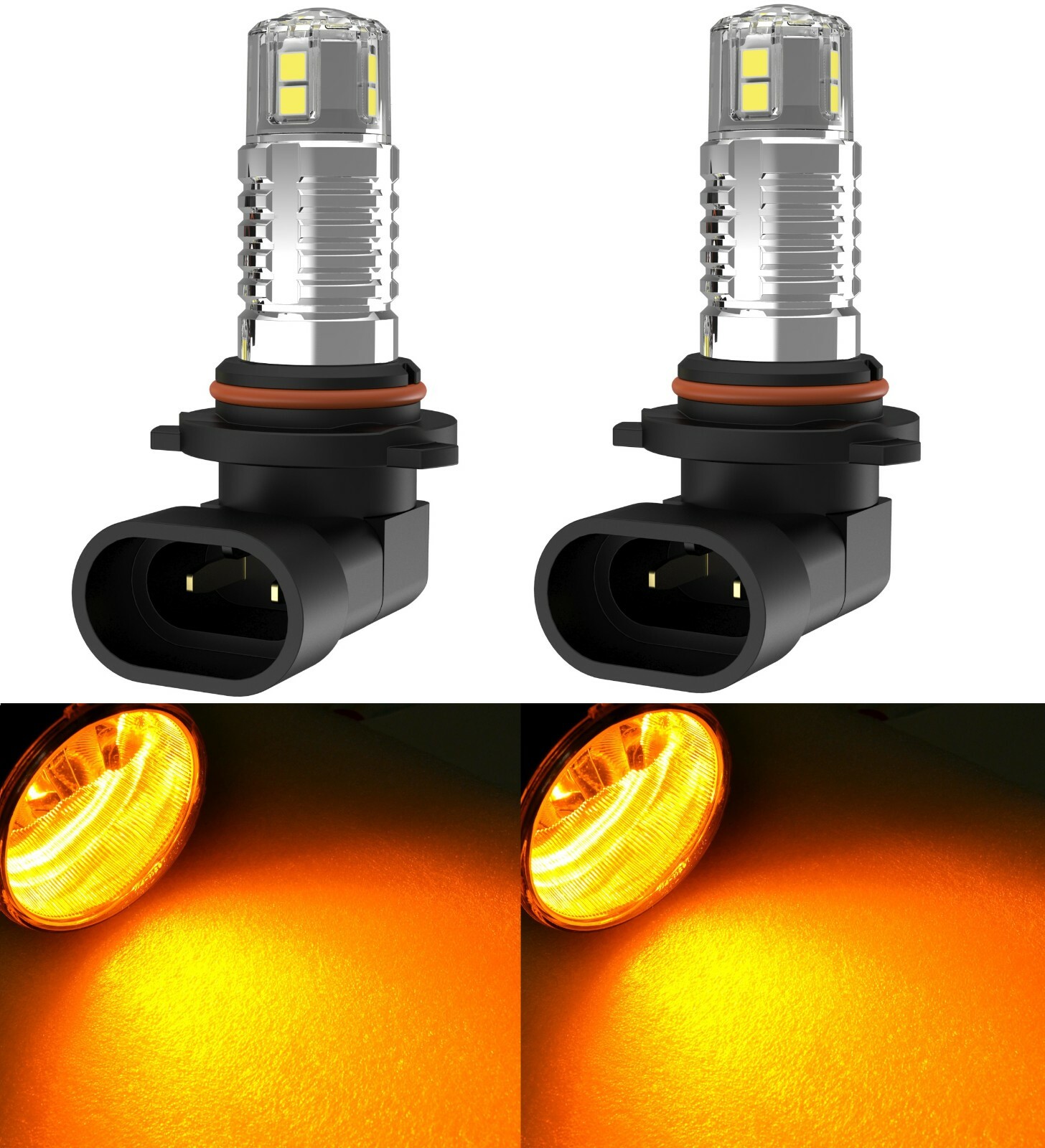 LED 20W 9006 HB4 Orange Two Bulbs Fog Light Replacement Plug Play Upgrade Stock