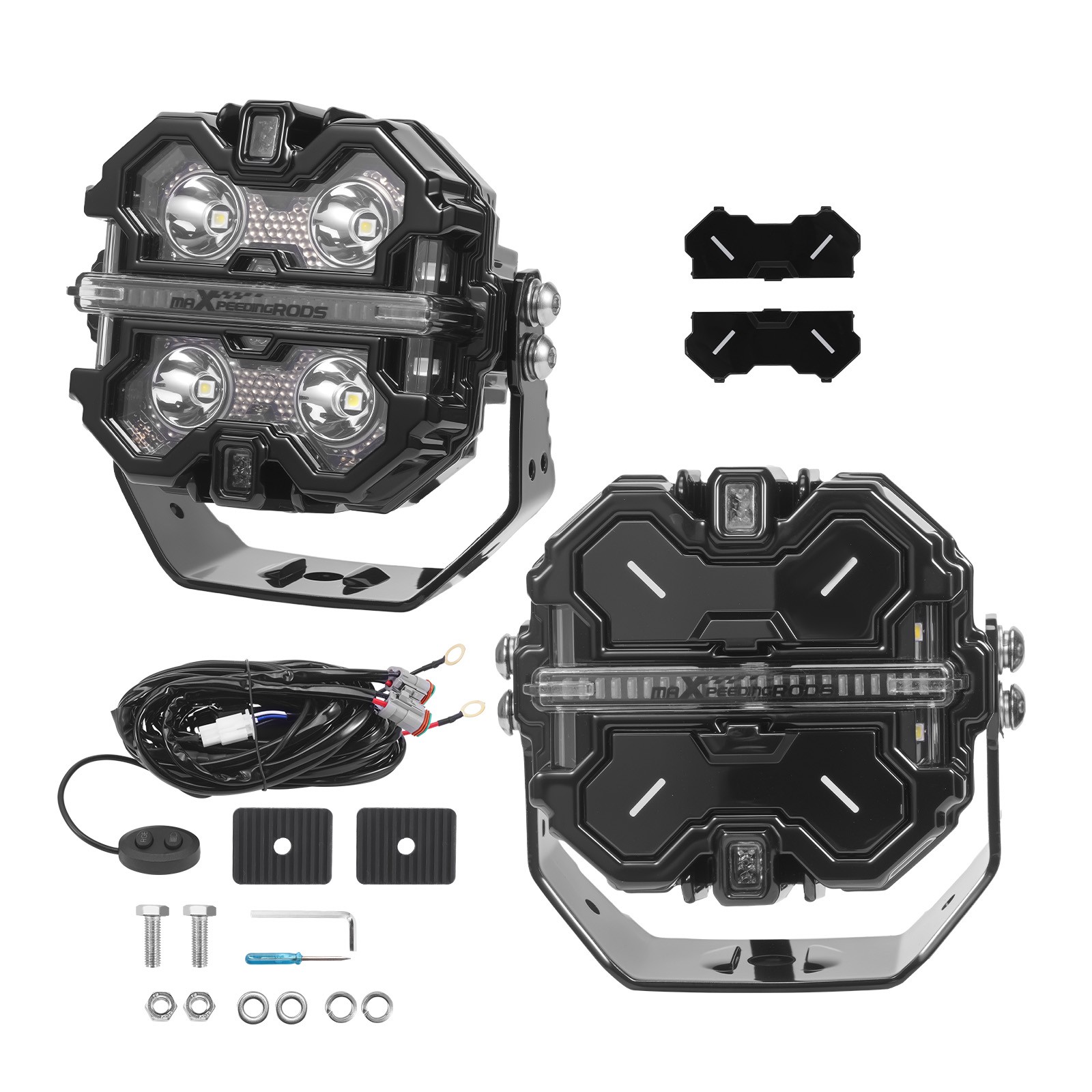 LED Driving Light Pods 3.5″ Spot Beam RGB DRL Aluminum Housing Off Road Lights