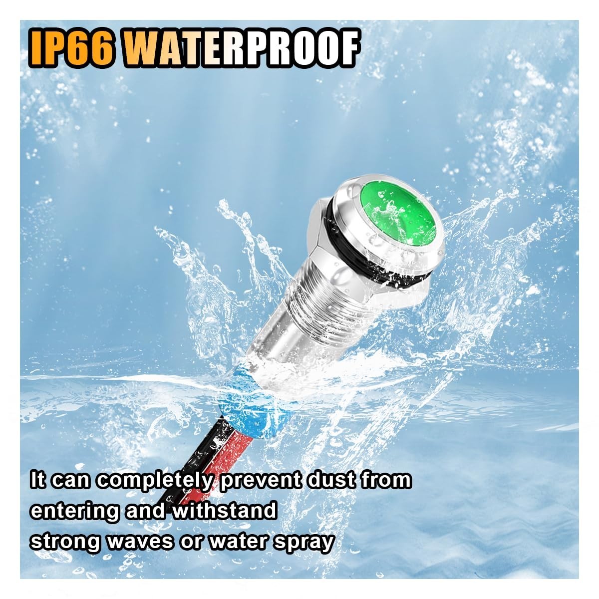 5PCS 6MM LED Indicator Light, Waterproof Metal Signal Lamp AC/DC 12-24V, Green