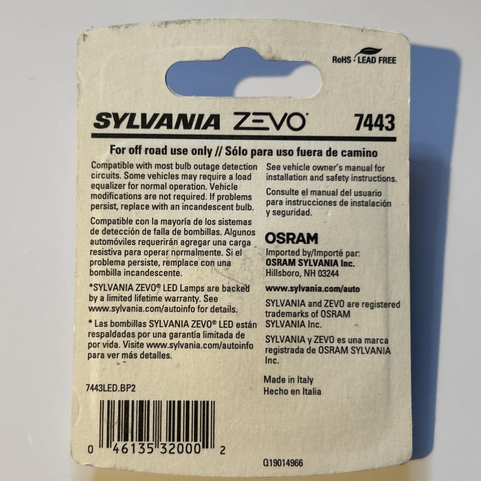 Sylvania ZEVO SUPER BRIGHT WHITE LED 7443 6000K Lifetime Warranty 2 Bulbs NEW