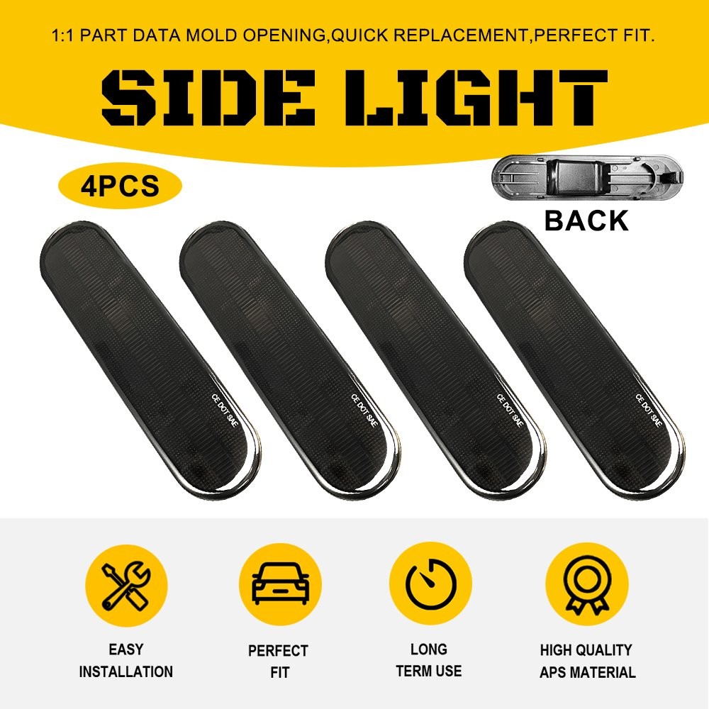 4X Front+Rear Side Marker Lights for 2002-2005 Honda Civic Si/ SiR EP3 Hatchback