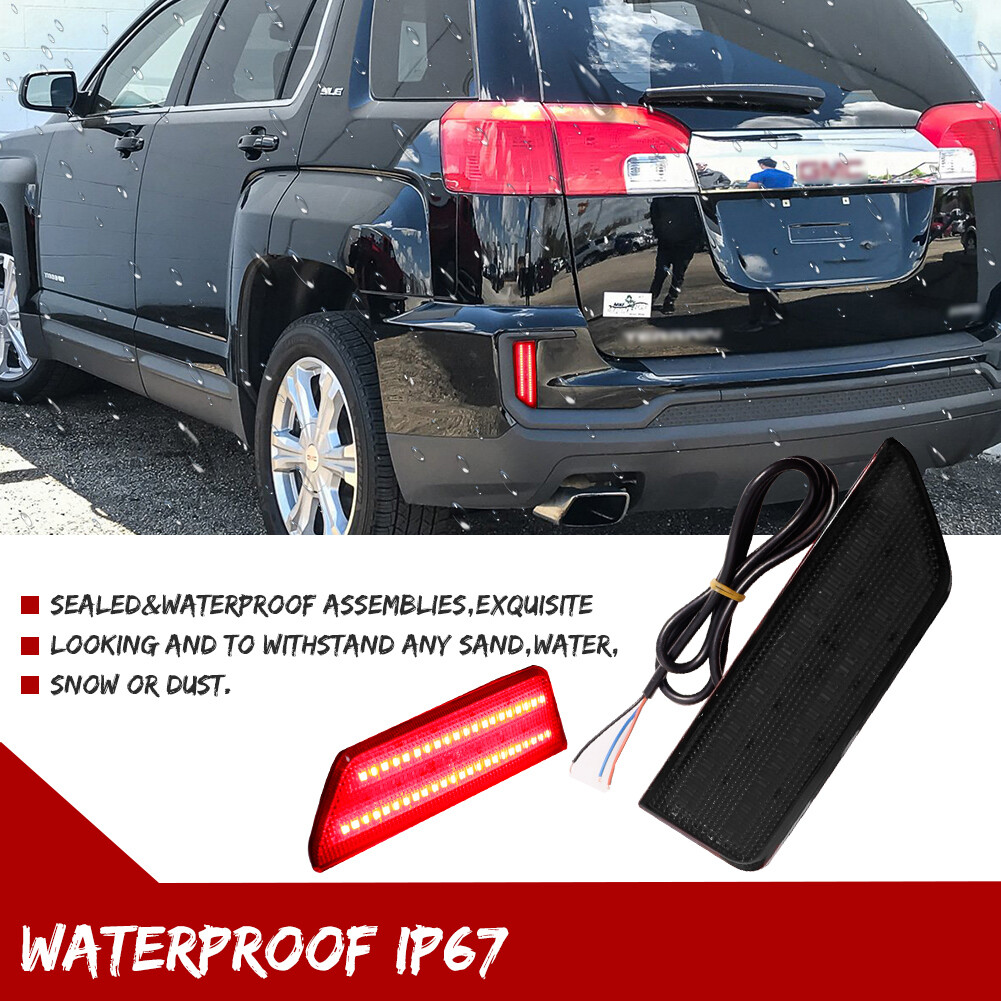 Smoke Lens Rear Bumper Reflector LED Tail Brake Lights For 2016 2017 GMC Terrain