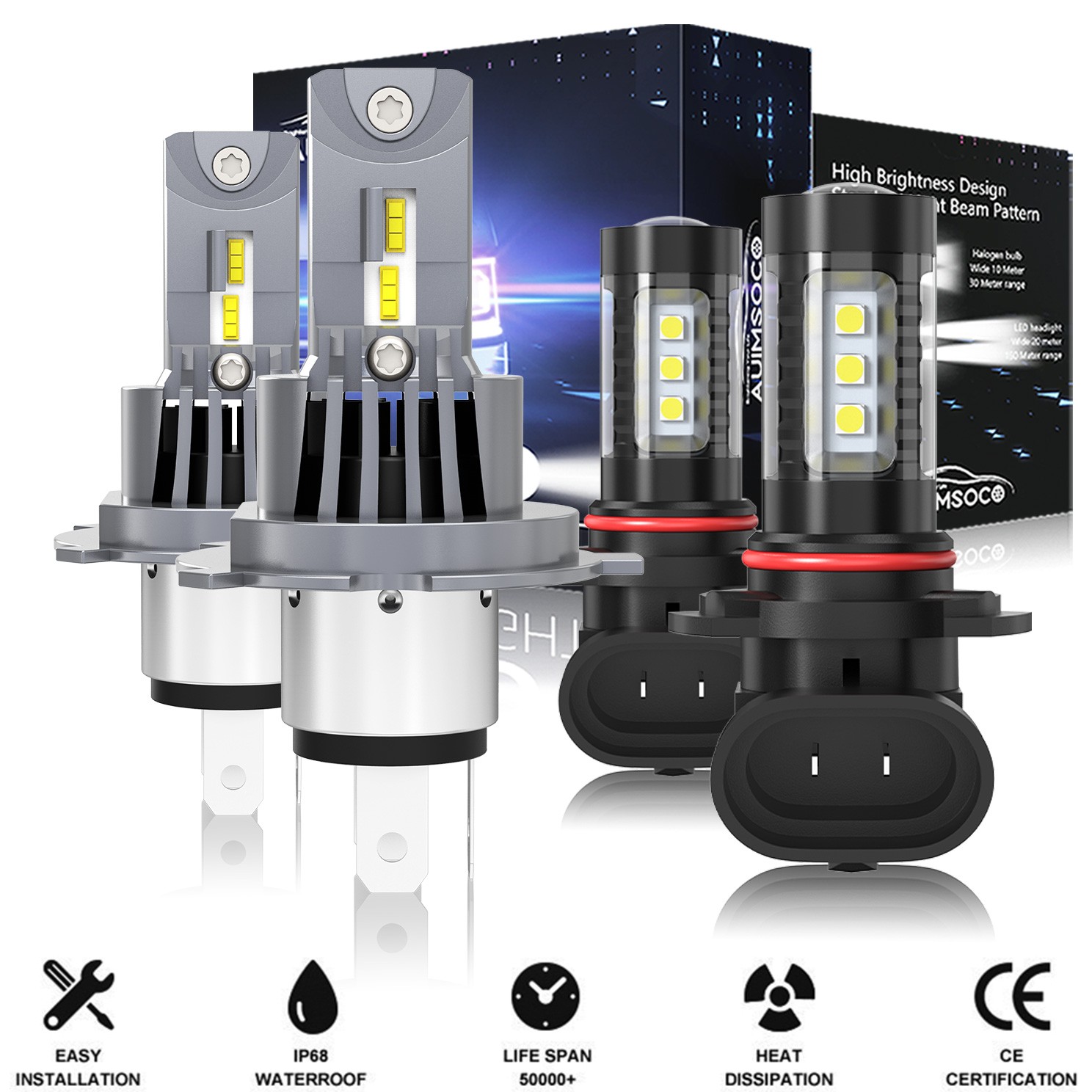 H4 LED Headlight Bulb +9145 Fog Light For Toyota Tacoma 2005 2006 2007 2008-2011