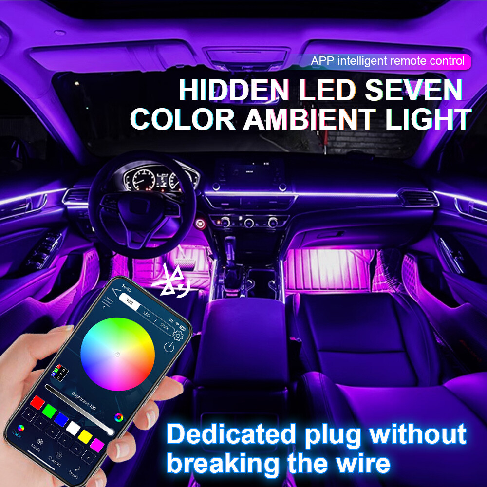 Car Symphony Ambient Light 256 Color RGB Led Atmosphere Acrylic Strip Remote APP