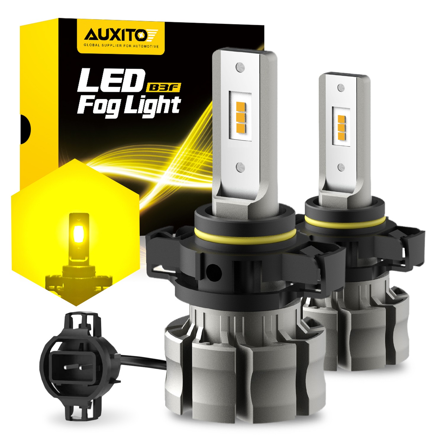 2X AUXITO Lamp LED H16 5202 Fog Light Bulbs DRL Super Bright 6000LM Amber Yellow