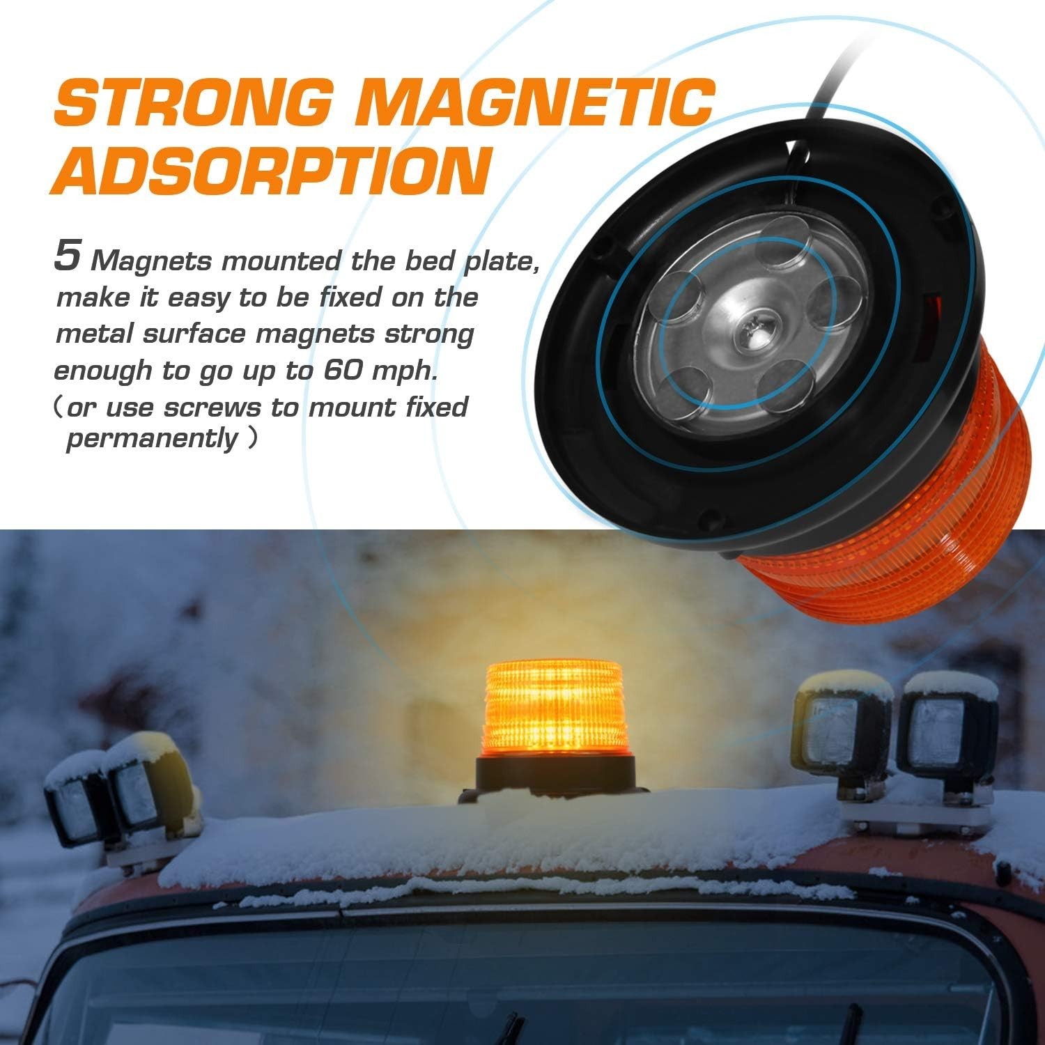 Weatherproof LED Strobe Light for Vehicle Safety – 12V-24V with 7 Flash Patterns