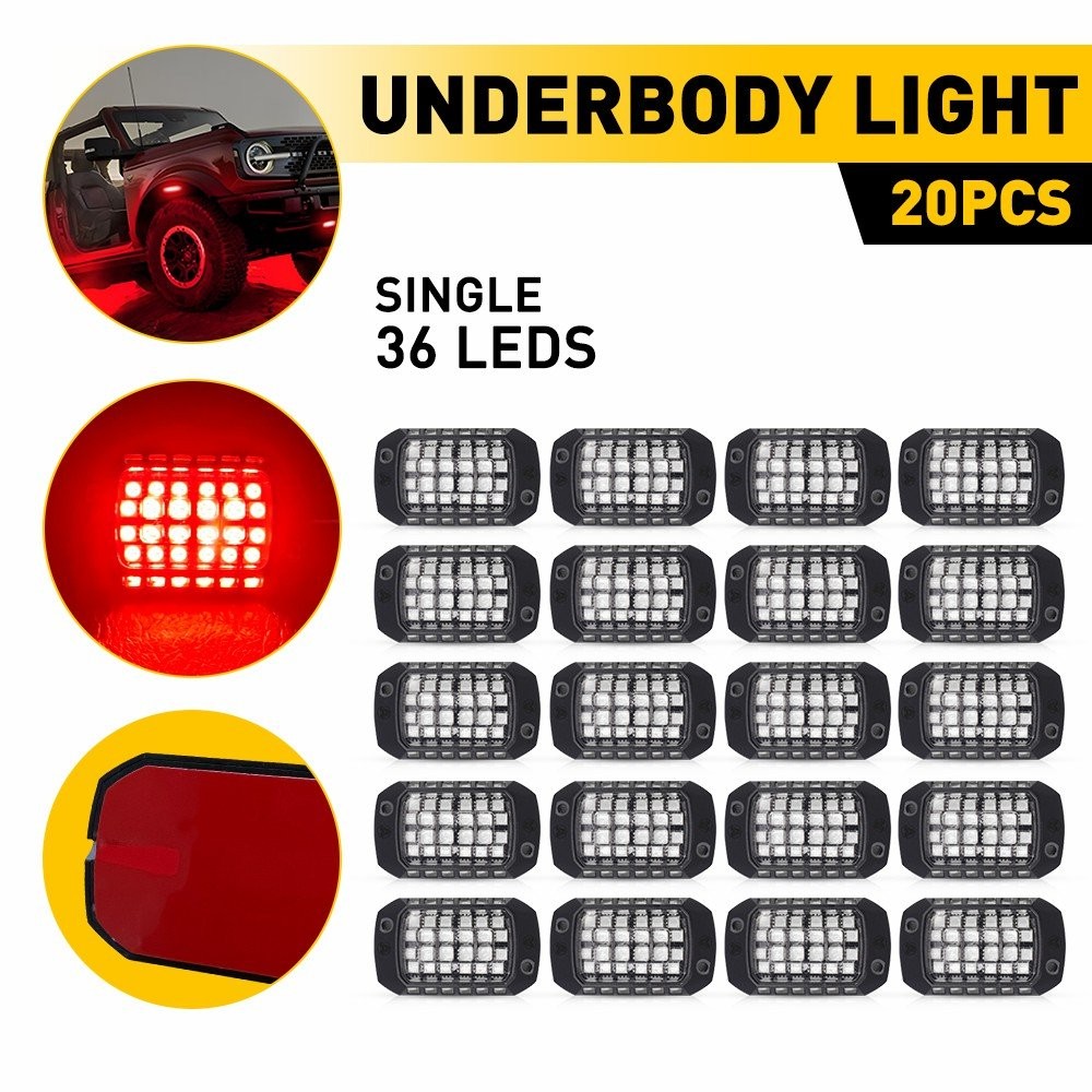 4-20PCS Universal LED Red Under Car Underbody Lights Underglow Lamps Kit Bright